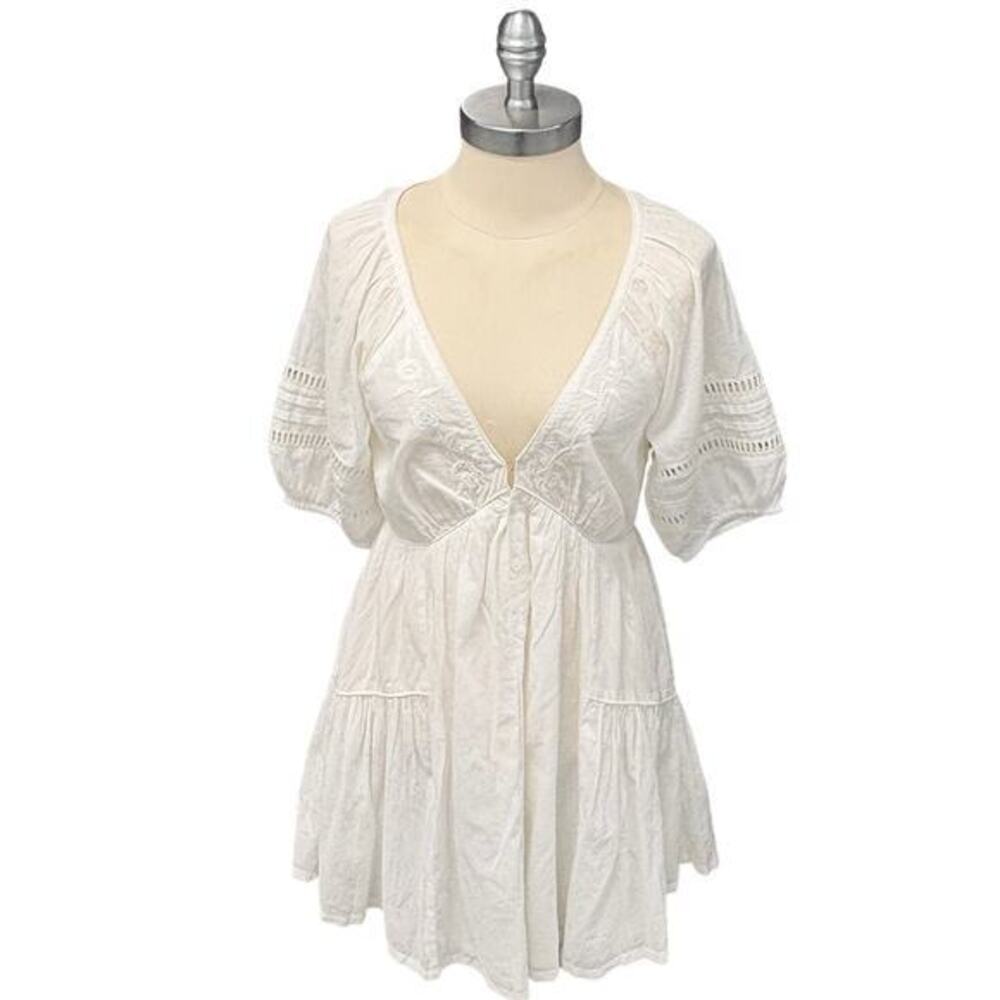 TULAROSA Ciceli Cotton Eyelet Embroidered Mini Dress S White Beach Wedding Guest